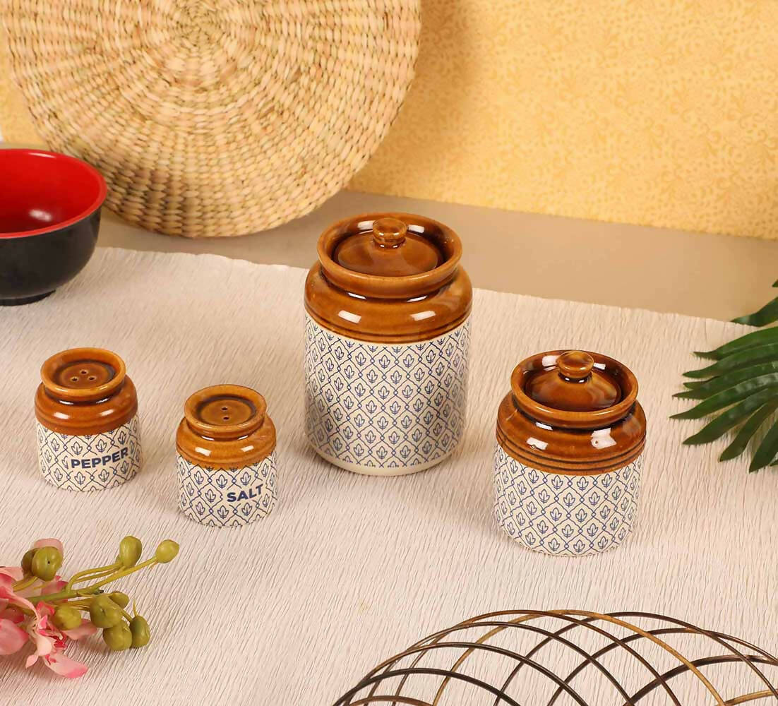 Ek Do Dhai Royal Ceramic Jar Set of 3 - Dining & Kitchen - 1