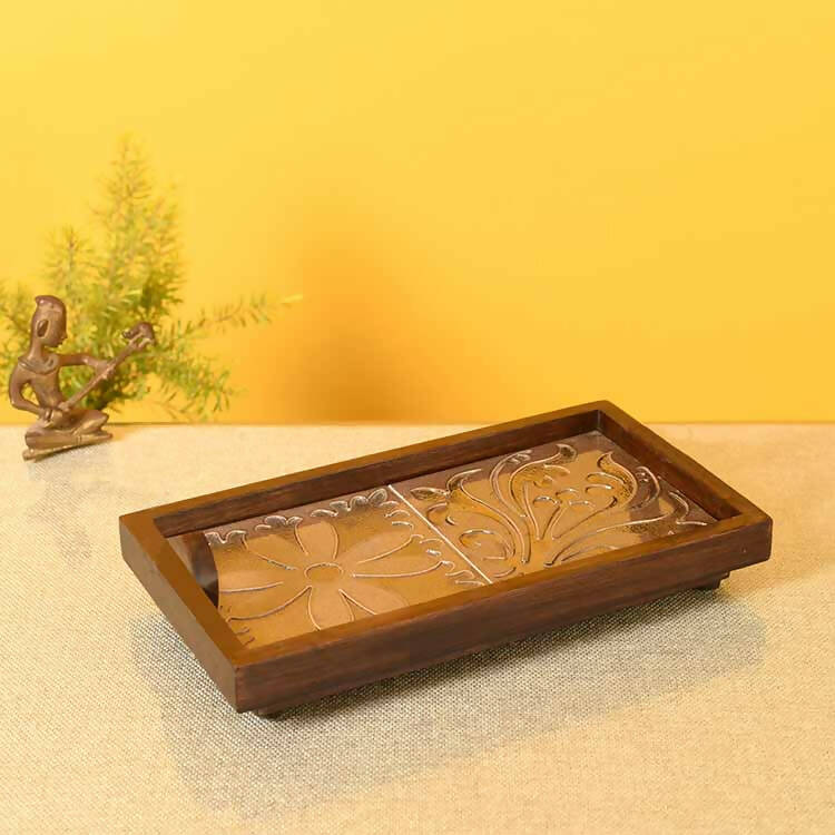 Floral Serenade Handcrafted Tray - Dining & Kitchen - 1