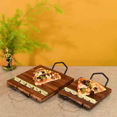 Leaf of Nature' Snacking Trays in Rosewood - Set of 2 - Dining & Kitchen - 1