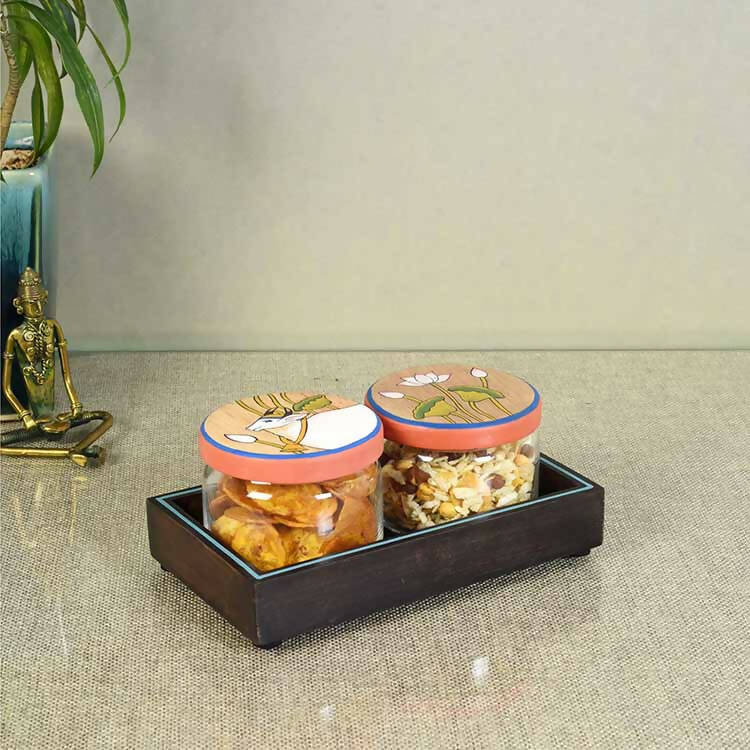 Pichhwai Leela Snacks Storage Jars - Set of 2 - Dining & Kitchen - 1
