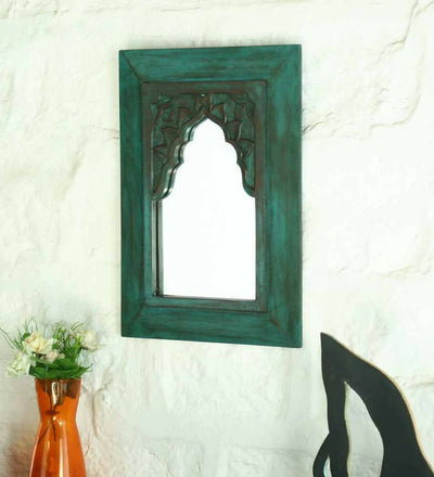 Cora Green Carved Vintage Minaret Mirror (10in x 1in x 14in) - Home Decor - 1