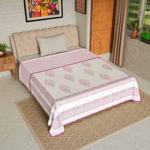 Pink Bouquet Single Bed Mulmul Dohar