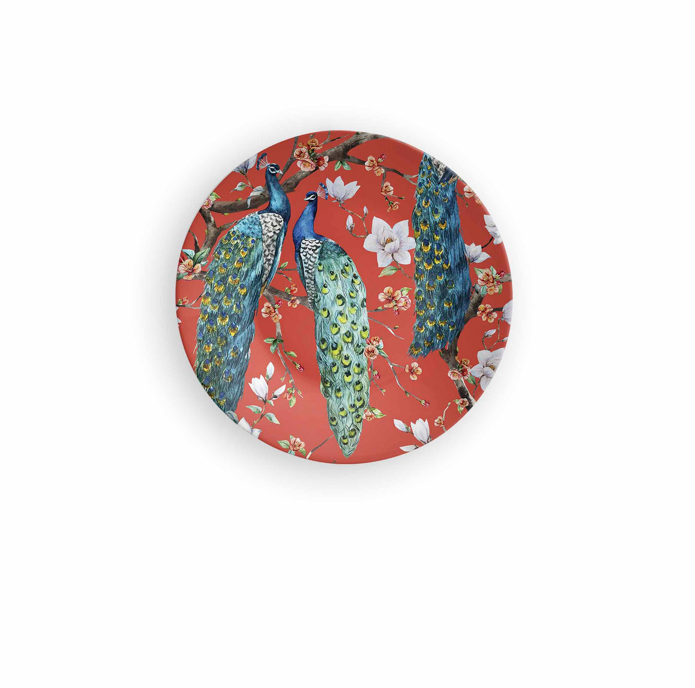 Red Artistic Peacock Decorative Wall Plate - Wall Decor - 2