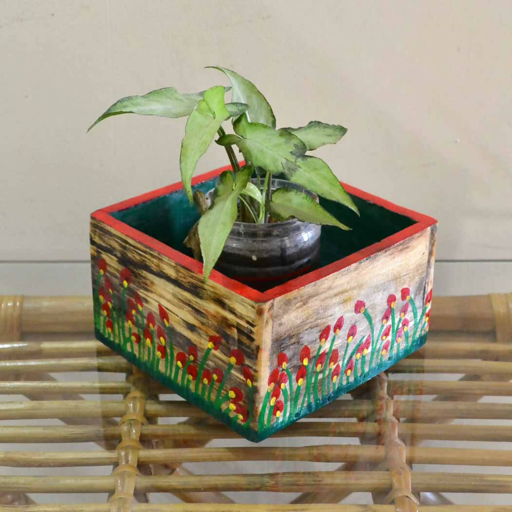 Hand Painted Wooden Planter - Set of 4 - Decor & Living - 3