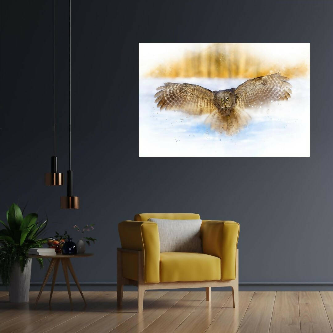 Great Grey Owl in Flight - Wall Decor - 1