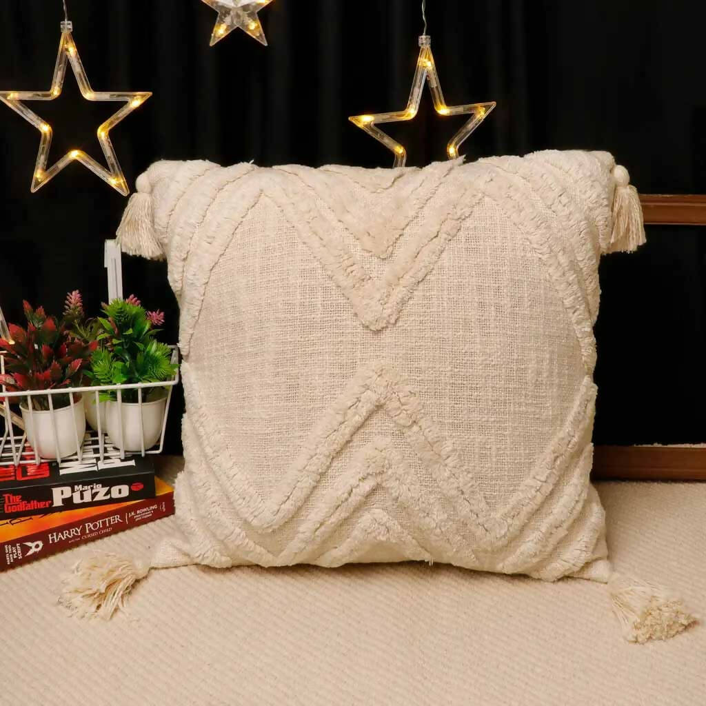 Cotton Tufted Cushion, Triangle Design - Decor & Living - 1