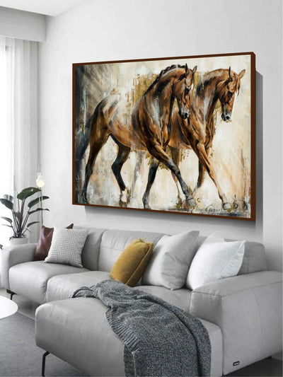 Gray And Gold Horses - Wall Decor - 1