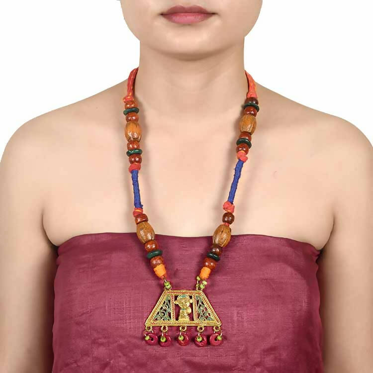 The Empress House Handcrafted Tribal Dhokra Necklace in Prussian Blue - Fashion & Lifestyle - 3