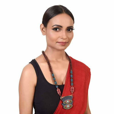 Evil Eyes-III' Handcrafted Tribal Dhokra Necklace - Fashion & Lifestyle - 3