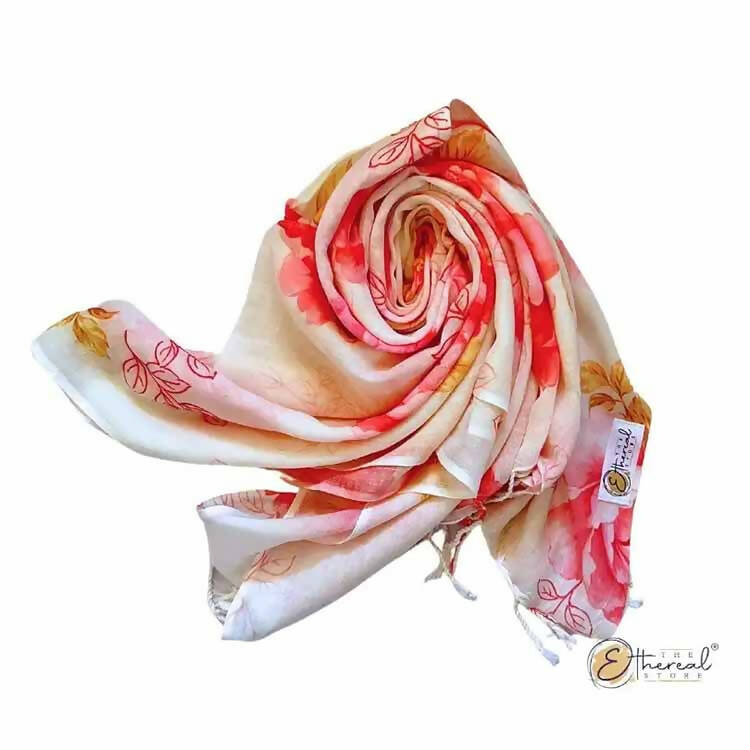 Pink Flowers Printed Stole - Lifestyle Accessories - 1