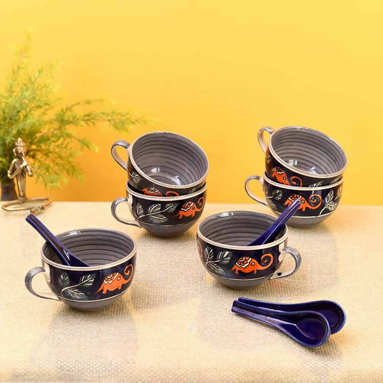 Morning Tuskers Soup Bowls w/Spoons - Set of 6 - Dining & Kitchen - 1