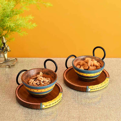 Ringo Snack Bowls with Round Tray - Two Set (Large) (6x6x2.5/ 4x4x3.5") - Dining & Kitchen - 1
