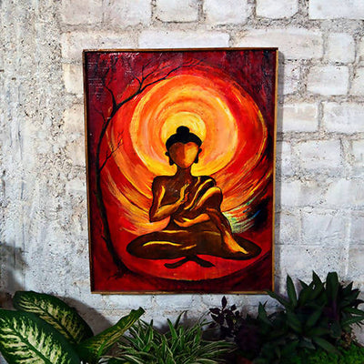 Wooden Hand Painted Buddha Wall Decor - Wall Decor - 1
