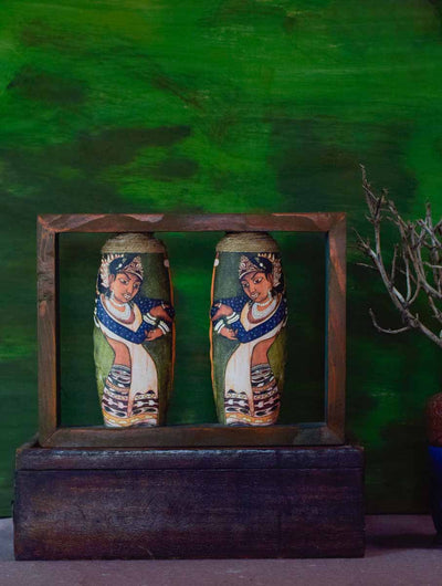 Brown Rectangle Handpainted Flip Flop Vintage Bottle Wooden Frame with Ajanta Art - Decor & Living - 3