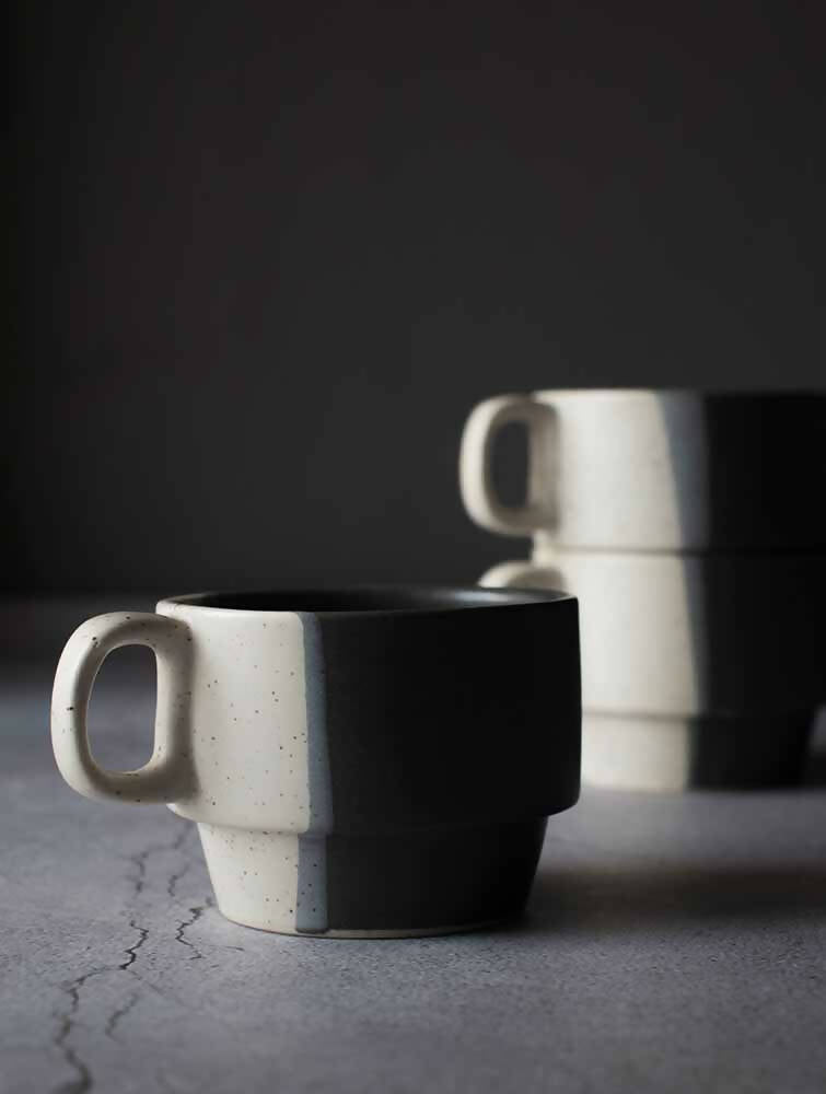 Black & White Stackable Mug (Set of 2) - Dining & Kitchen - 1