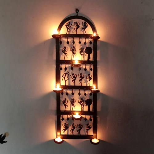 Wrought Iron Tribal Candle Stand Wall Hanging - Decor & Living - 1