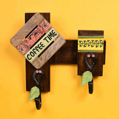 Key Holder Handcrafted Coffee Time 2 Keys (10x3x10") - Wall Decor - 1
