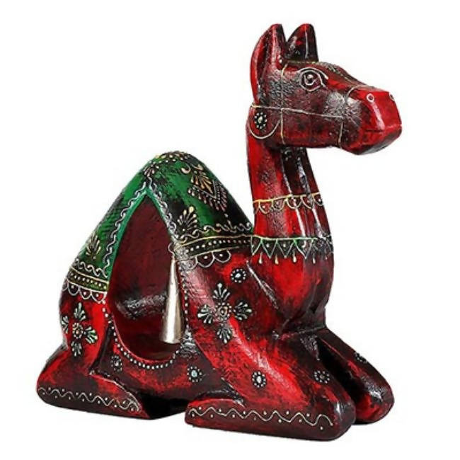 Wooden Handmade Camel With Iron Bell Figurine - Decor & Living - 2