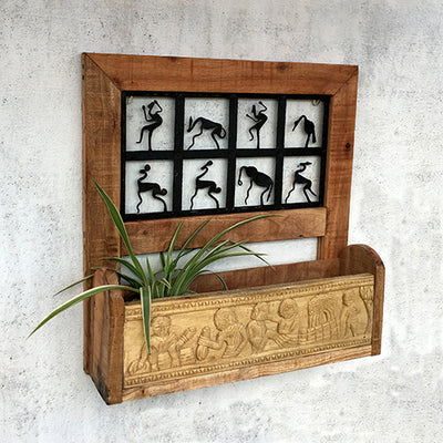 Tribal Wooden and Wrought Iron Wall Rack - Storage & Utilities - 4