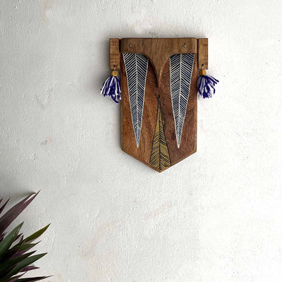 Wooden Abstract Handpainted Mask - Wall Decor - 4