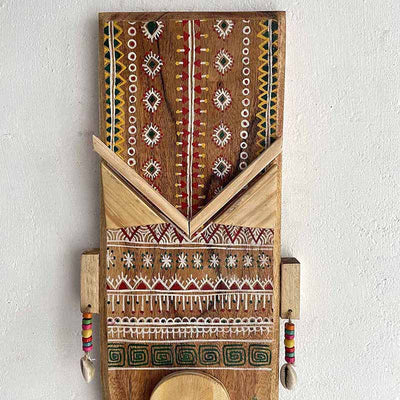 Wooden Godna Handpainted Mask - Wall Decor - 4