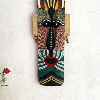 Wooden Long Handpainted Mask - Wall Decor - 3