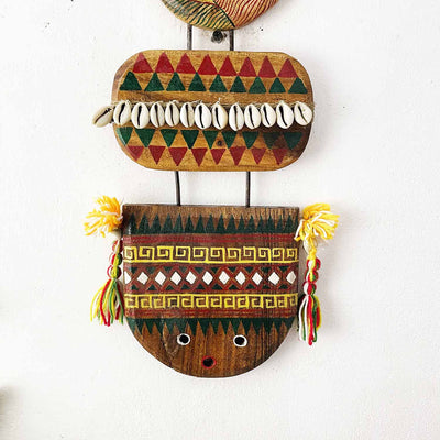 Wooden Tribal Long Handpainted Mask - Wall Decor - 3