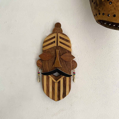 Wooden Sadhu Baba Handcrafted Mask - Wall Decor - 1