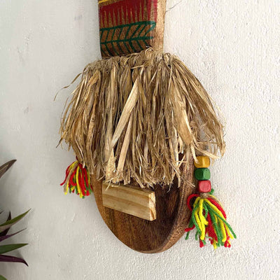 Wooden Tribal Baba Handcrafted Mask - Wall Decor - 4