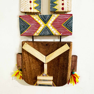 Wooden Tribal Long Handpainted Mask - Wall Decor - 2