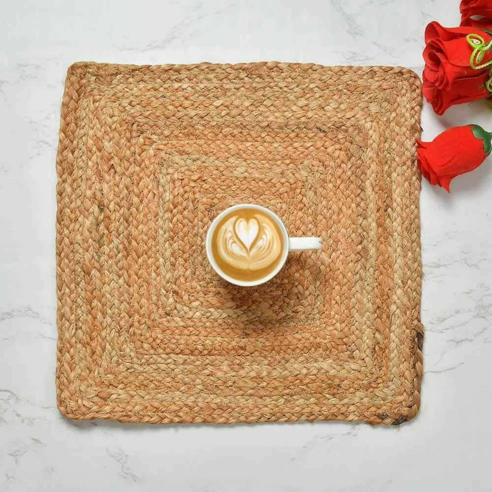 Jute Braided Square Placemat - Pack of 2 - Dining & Kitchen - 1