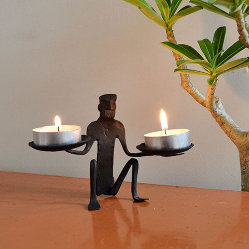 Wrought Iron Tribal Candle Stand - Decor & Living - 2
