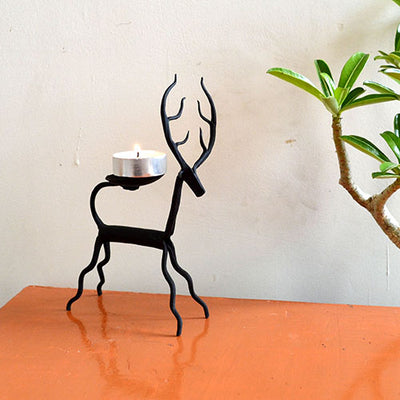 Wrought Iron Tribal Deer Candle Stand - Decor & Living - 2