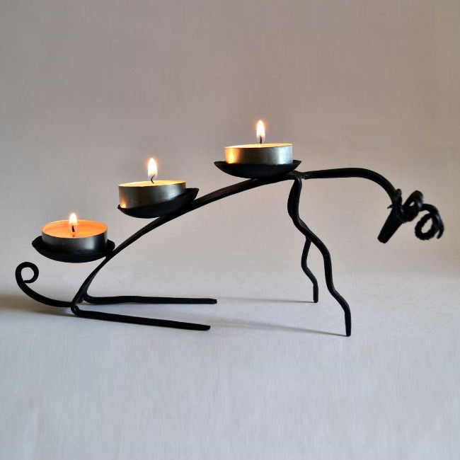 Wrought Iron Tribal Deer Candle Stand - Decor & Living - 2