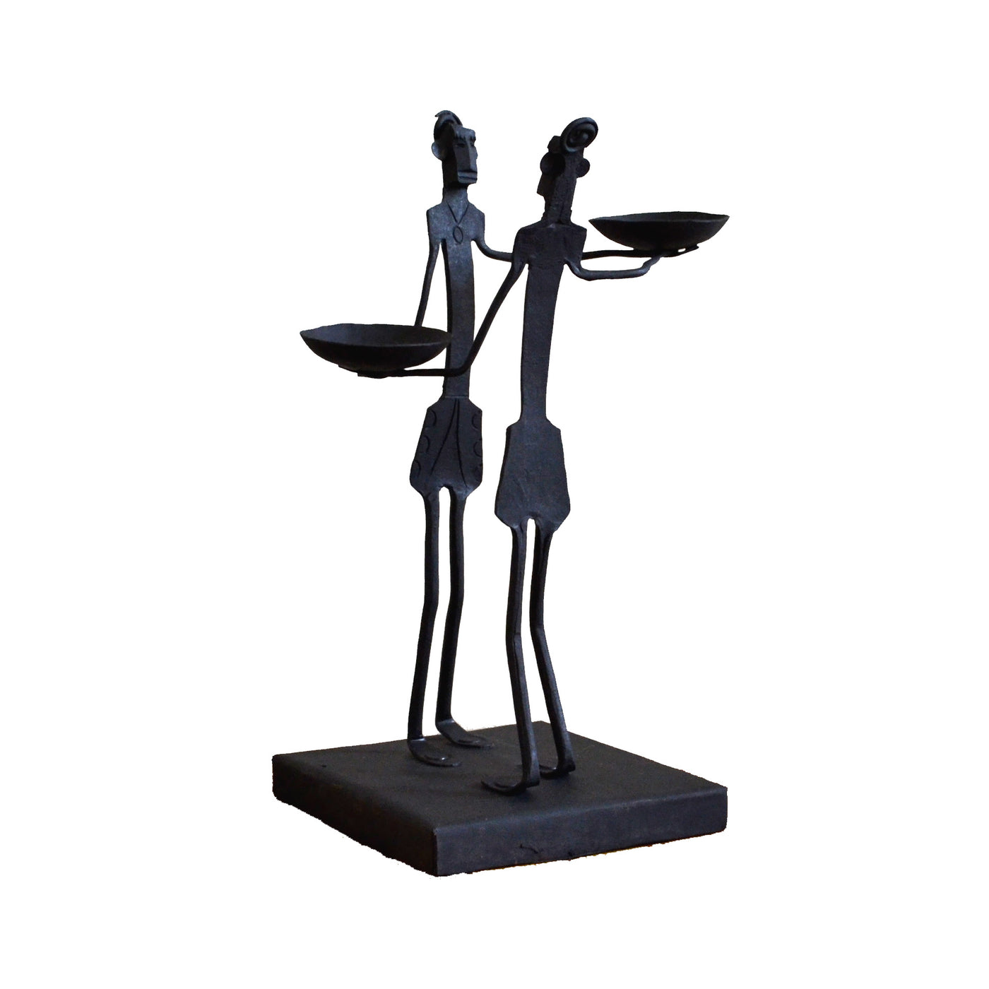 Wrought Iron Tribal Couple Candle Stand - Decor & Living - 4