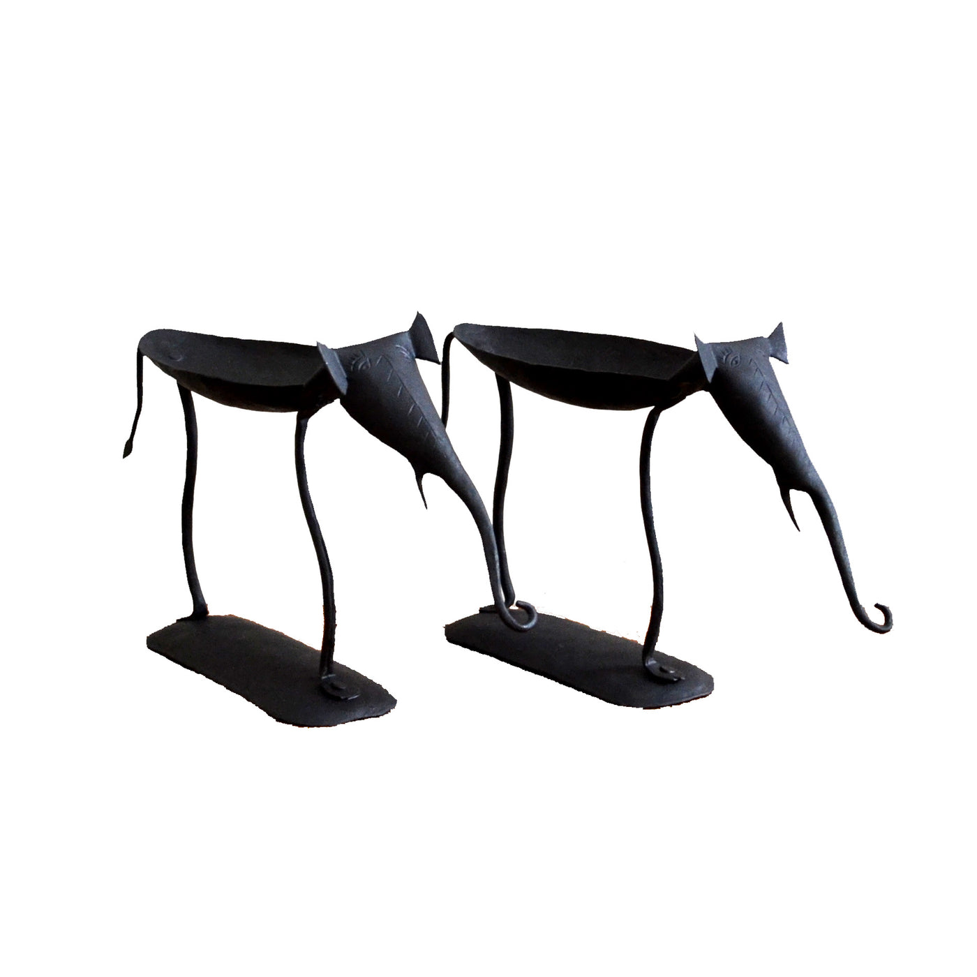 Wrought Iron Tribal Elephant Pair Candle Stand - Decor & Living - 3