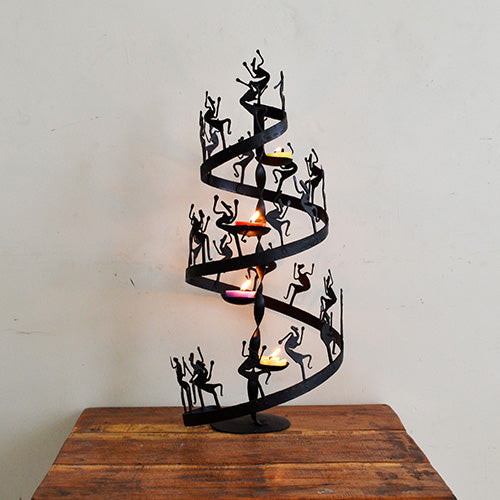 Wrought Iron Tribal Spiral Candle Stand - Decor & Living - 1