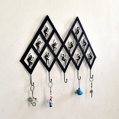 Wrought Iron Tribal Abstract 5 Hook Key Chain Holder - Wall Decor - 3
