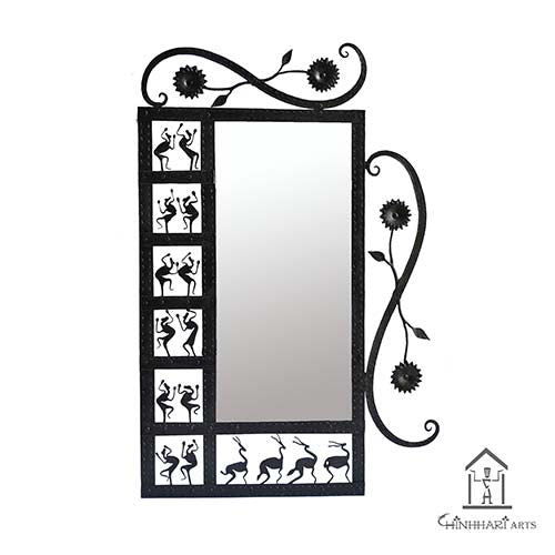 Wrought Iron Rectangle Mirror Frame with Dome - Decor & Living - 2