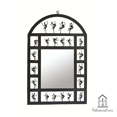 Wrought Iron Rectangle Mirror Frame with Artistic Dome - Decor & Living - 2