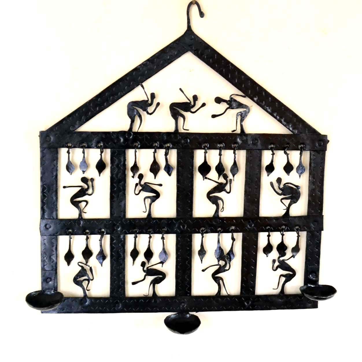 Wrought Iron Tribal Candle Holder Wall Hanging - Decor & Living - 2