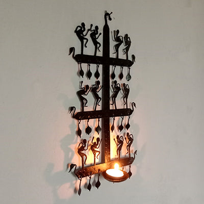 Wrought Iron Tribal Candle Stand Wall Hanging - Decor & Living - 2