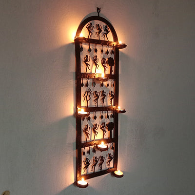 Wrought Iron Tribal Candle Stand Wall Hanging - Decor & Living - 2