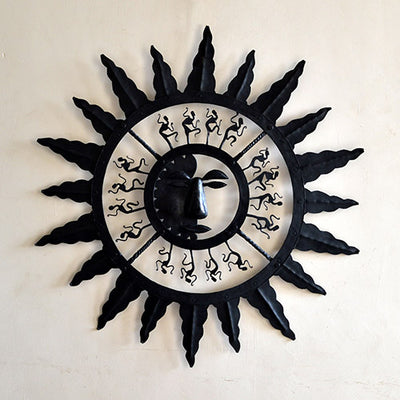 Wrought Iron Tribal Abstract Sun (Partial Face) - Wall Decor - 2