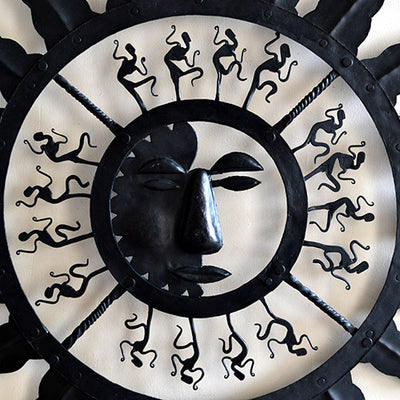 Wrought Iron Tribal Abstract Sun (Partial Face) - Wall Decor - 3