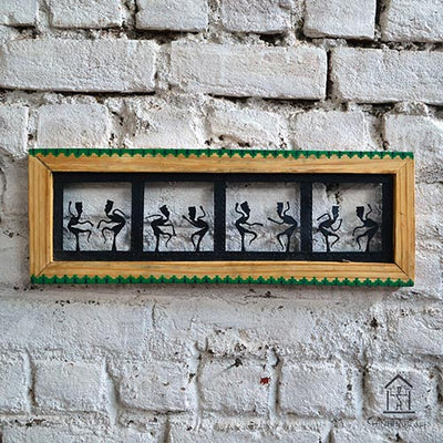 Wrought Iron Tribal Wooden Frame 4 Box Jaali Wall Hanging - Wall Decor - 2