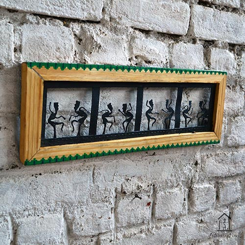 Wrought Iron Tribal Wooden Frame 4 Box Jaali Wall Hanging - Wall Decor - 3