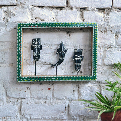 Wrought Iron 3 Mini Mask Wooden Frame Wall Décor - Wall Decor - 2