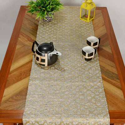 Cotton Foil Printed Table Runner with Tassels - Dining & Kitchen - 1