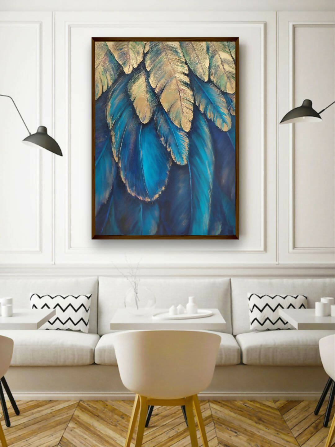 Blue Gold Leaves - Wall Decor - 1